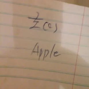 General Tso's combo w/Apple Sticks. Written order.