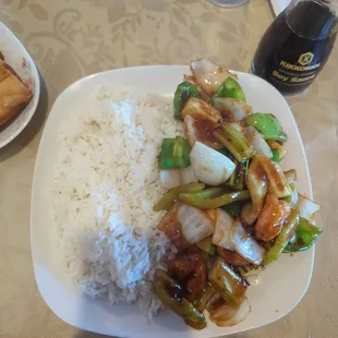 Kung Pao Shrimp over rice