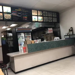 the front counter of a restaurant