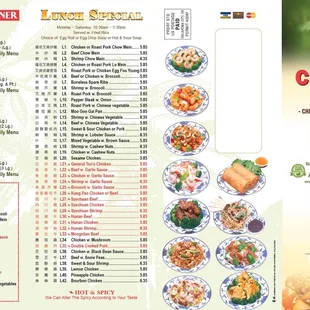 the menu of the restaurant