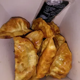 Delicious golden potsticker!