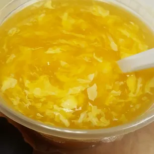 Egg drop soup is rich and delicious