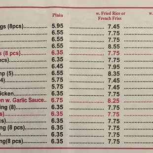 Menu - Specials w/ options