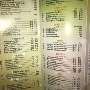 menu