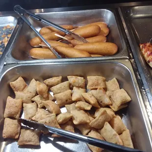 Kid friendly foods, pizza tostinos &amp; corn dogs!