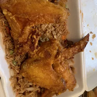 A1. Four Fried Chicken Wings -With pork fried rice