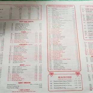 Updated menu