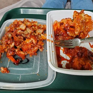 All breading on the left