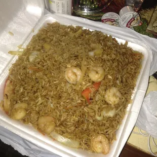 Seafood fried rice with an eggroll and a drink of your choice for $3.99. Very good deal!