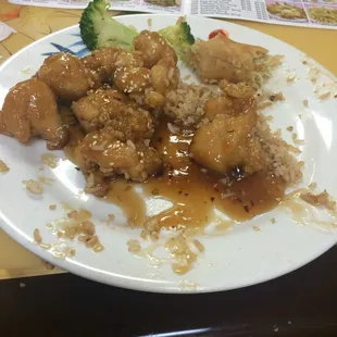 Orange Chicken Plate! Forgot to post before I stated eating!