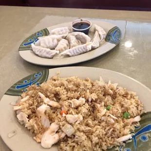 two plates of food on a table