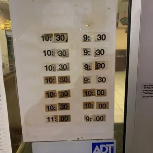 the time and date of the store