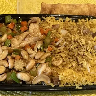 Cashew chicken with pork fried rice.