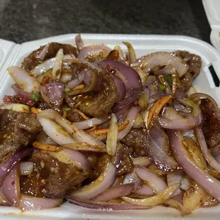 Mongolian Beef w/o green bell peppers