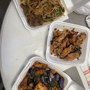 34. Ginger and Onion Beef 6. 8 Pieces Spicy Chicken Wing 24. Eggplant with Tofu