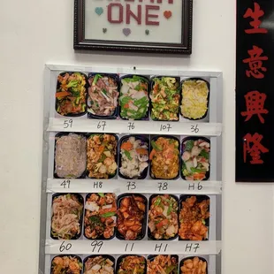 a display of chinese food