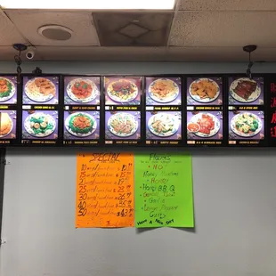 menus on the wall of a restaurant