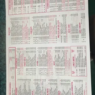 menu