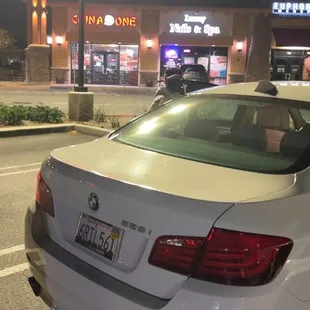 Big shot Chinese guy driving his BMW wearing a mask who parked too close to my vehicle. Beware of this idiot.