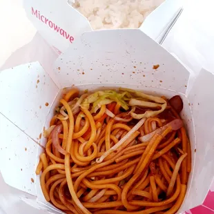 a meal in a takeout box