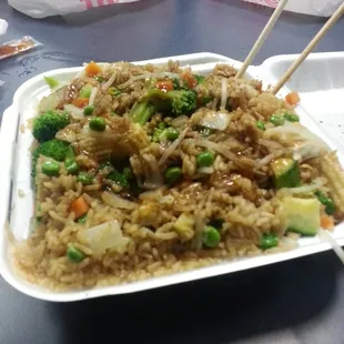 A LOT of veggie fried rice!