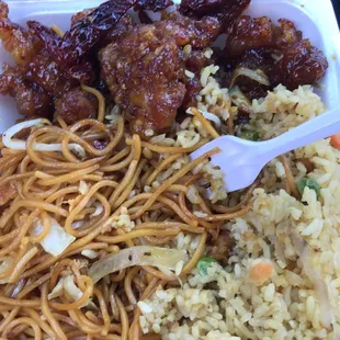 rice and vegetables in a styrofoam container