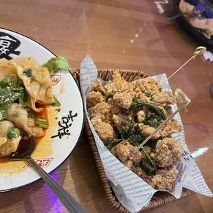 Szechuan dumpling and the popcorn chicken is awesome