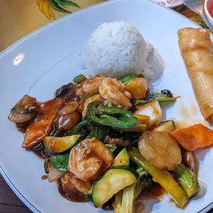 Hunan shrimp. Tasty but not spicy enough. I'll order extra spicy next time