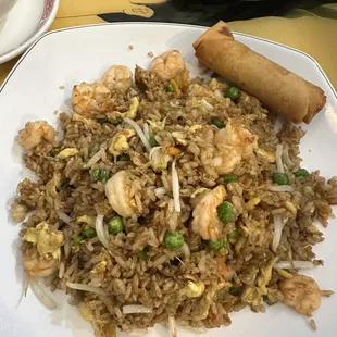 Shrimp fried rice with egg roll