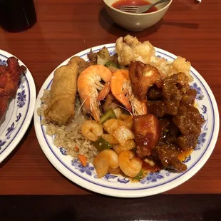 two plates of food on a table