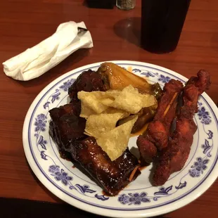 two plates of food on a table