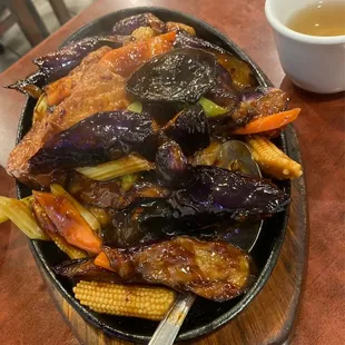 158. Spicy Garlic Sauce with Eggplant Tofu Sizzling Plate - tangy (Jan 2022)