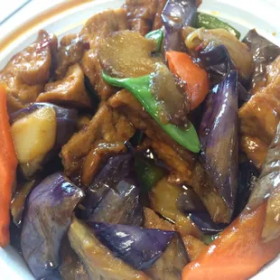 Tofu and eggplant.