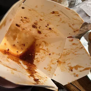 Usually have a good amount of sauce at the bottom of the container... there is not.