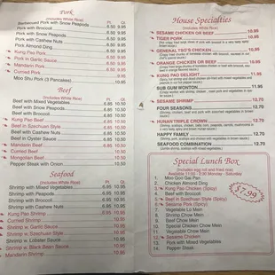 menu