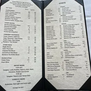 Bar item menu Dec. 2024
