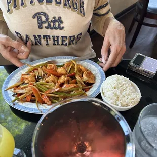 Garlic shrimp with rice