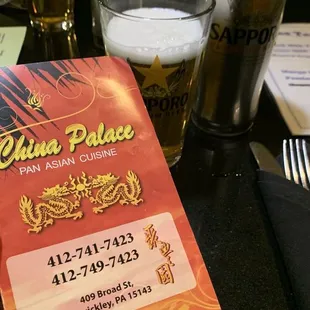 Enjoying a Sapporo while looking over the menu