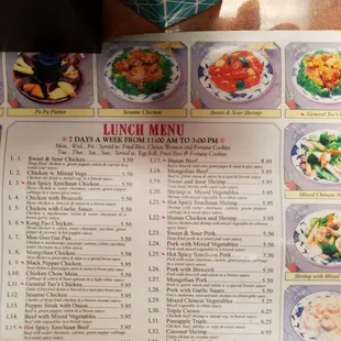 a menu for a chinese restaurant