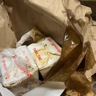 Poorly packed food leaked all over new car seat