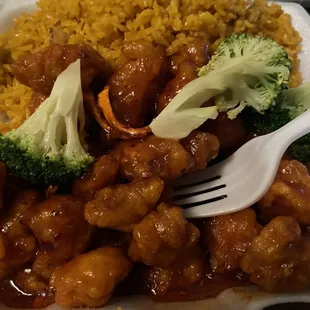 Orange chicken platter