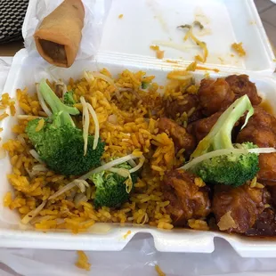 Orange chicken combination plate