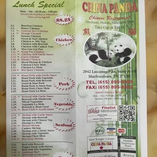 menu