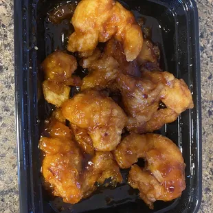 "Lightly" breaded General Tso's Shrimp