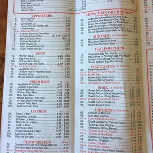 menu