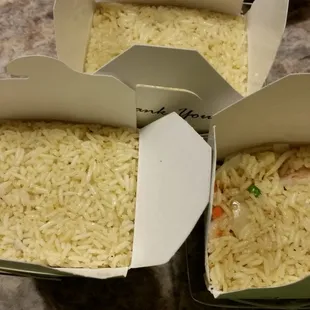 Plain fried rice and shrimp fried rice