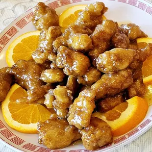 Yummy orange chicken was tender and sweet