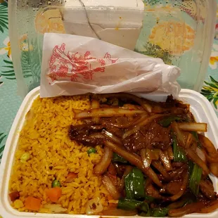 Enough for two meals. Mongolian Beef.