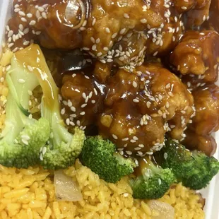 C21. Sesame Chicken Combination Platter