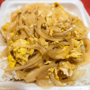 E9 Onion &amp; Eggs Rice Rice comes with stir fried onion and eggs